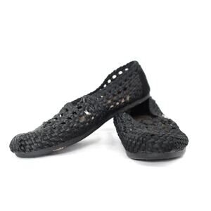 TOMS Women's Classic Black Satin Woven Slip Ons Size 8.5 Preloved